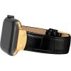Anne Klein Leather Fashion Band for Apple Watch Secure, Adjustable, Apple Watch Band Replacement, Fits Most Wrists(Black Croc/Gold)