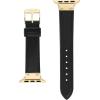 Anne Klein Leather Fashion Band for Apple Watch Secure, Adjustable, Apple Watch Band Replacement, Fits Most Wrists(Black/Gold)
