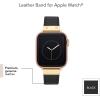 Anne Klein Leather Fashion Band for Apple Watch Secure, Adjustable, Apple Watch Band Replacement, Fits Most Wrists(Black/Gold)