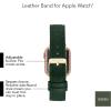 Anne Klein Leather Fashion Band for Apple Watch Secure, Adjustable, Apple Watch Band Replacement, Fits Most Wrists(Green/Gold)