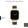 Anne Klein Leather Fashion Band for Apple Watch Secure, Adjustable, Apple Watch Band Replacement, Fits Most Wrists(Green/Gold)