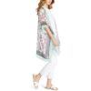 Anne Klein Open Front Stripe Floral Poncho Cape, Midnight