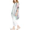 Anne Klein Open Front Stripe Floral Poncho Cape, Midnight