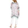 Anne Klein Open Front Stripe Floral Poncho Cape, Midnight