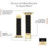 Anne Klein Silicone Fashion Bracelet for Apple Watch, Secure, Adjustable, Apple Watch Replacement Band, Fits Most Wrists(Black/Gold)