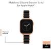Anne Klein Silicone Fashion Bracelet for Apple Watch, Secure, Adjustable, Apple Watch Replacement Band, Fits Most Wrists(Black/Rose Gold)