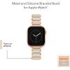 Anne Klein Silicone Fashion Bracelet for Apple Watch, Secure, Adjustable, Apple Watch Replacement Band, Fits Most Wrists(Cream/Rose Gold)
