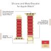 Anne Klein Silicone Fashion Bracelet for Apple Watch, Secure, Adjustable, Apple Watch Replacement Band, Fits Most Wrists(Red/Gold)