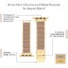 Anne Klein Silicone Fashion Bracelet for Apple Watch, Secure, Adjustable, Apple Watch Replacement Band, Fits Most Wrists(Taupe/Gold)
