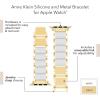 Anne Klein Silicone Fashion Bracelet for Apple Watch, Secure, Adjustable, Apple Watch Replacement Band, Fits Most Wrists(White/Gold)