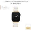 Anne Klein Silicone Fashion Bracelet for Apple Watch, Secure, Adjustable, Apple Watch Replacement Band, Fits Most Wrists(White/Gold)