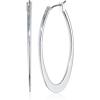 Anne Klein Classics Silvertone Large Oval Hoop Earrings(Silver)