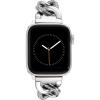 Anne Klein Fashion Chain Bracelet for Apple Watch, Secure, Adjustable, Apple Watch Replacement Band, Fits Most Wrists(Silver with Crystals)