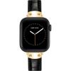 Anne Klein Leather Fashion Band for Apple Watch Secure, Adjustable, Apple Watch Band Replacement, Fits Most Wrists(Black Croc/Gold)
