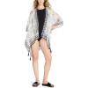 Anne Klein Open Front Floral Poncho Cape, Black Ivory