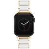 Anne Klein Silicone Fashion Bracelet for Apple Watch, Secure, Adjustable, Apple Watch Replacement Band, Fits Most Wrists(White/Gold)