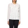 Anne Klein Womens Bttn Frt Cascade Ruffle Long Sleeve Blou(Bright White)