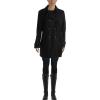 Anne Klein Women’s Classic Double Breasted Wool Coat(Black)