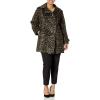 Anne Klein Women’s Classic Double Breasted Wool Coat(Leopard)