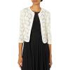 Anne Klein Womens Floral Lace Mesh Cardigan(Anne White)