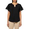 Anne Klein Women’s Harmony Knit Pleat Nk Bell SLV Top W Lac(Anne Black)