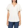 Anne Klein Women’s Harmony Knit Pleat Nk Bell SLV Top W Lac(Bright White)