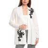 Anne Klein Women’s Kissing Front Cardigan with Lace Appliqu(White Dove/Anne Black)