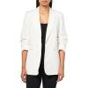 Anne Klein Womens Linen Notch Collar Jacket W Rouched Slee(Bright White)