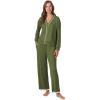 Anne Klein Womens Long Sleeve Button Down Pajama Top & Wide Leg Pant Set – Soft Sweater Knit – Cozy Sleepwear & Loungewear(Cypress)