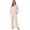 Anne Klein Womens Long Sleeve Button Down Pajama Top & Wide Leg Pant Set – Soft Sweater Knit – Cozy Sleepwear & Loungewear(Oat)