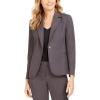 Anne Klein Womens Notch Collar One Button Blazer(Zinc/Anne Black)