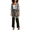 Anne Klein Womens Oversized Sheer Cardigan with Side Slits(Black/Dove)