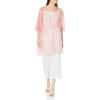 Anne Klein Womens Oversized Sheer Cardigan with Side Slits(Rosebud)