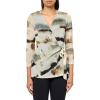 Anne Klein Womens Printed Mesh 3q SLV Wrap Top(White Dove Multi)
