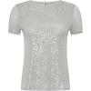 Anne Klein Womens Sequin Mesh W Triple Mesh Ss Banded Tee(Soft Aloe)