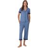 Anne Klein Womens Short Sleeve Button Down Pajama Top & Capri Pant Set – Soft Sweater Knit – Matching Sleepwear & Loungewear(Blue Horizon)