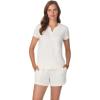 Anne Klein Womens Short Sleeve Henley Pajama Top & Shorts Set – Soft Sweater Knit – Lightweight Sleepwear & Loungewear PJs(Gardenia)