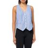 Anne Klein Women’s Stripe Button Down Vest(Santorini Blue/Brt Wht)