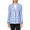 Anne Klein Women’s Stripe Faux Double Breasted Jacket W/Not(Santorini Blue/Brt Wht)