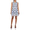 Anne Klein Women’s Tiered Eyelet Dress(Brght Wht/Santorini Bl)