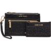 Anne Klein womens Ak 2 Piece Gift Set With Rhinestone Zip Clutch and Card Case(Black)