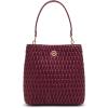 Anne Klein womens Anne Klein Ruched Bucket Bag With Convertible Strap(Cherry Lacquer)