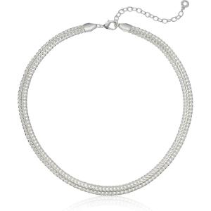 Anne Klein Classics Gold-Tone Flat Chain Necklace(Silver)