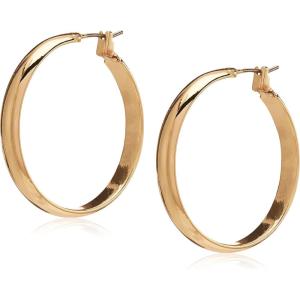 Anne Klein Classics Silvertone Large Oval Hoop Earrings(Gold)