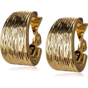 Anne Klein Clip Hoop Earrings(Gold)