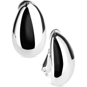 Anne Klein Clip Top Hoop Earrings(Silver Tone)