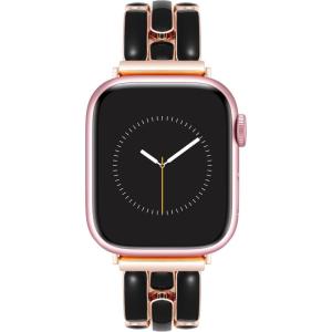 Anne Klein Fashion Bracelet for Apple Watch, Secure, Adjustable, Apple Watch Replacement Band, Fits Most Wrists(Black/Rose Gold)