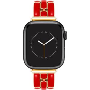 Anne Klein Fashion Bracelet for Apple Watch, Secure, Adjustable, Apple Watch Replacement Band, Fits Most Wrists(Red/Gold)