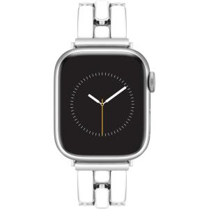 Anne Klein Fashion Bracelet for Apple Watch, Secure, Adjustable, Apple Watch Replacement Band, Fits Most Wrists(White/Silver)