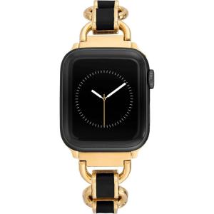 Anne Klein Fashion Chain Bracelet for Apple Watch, Secure, Adjustable, Apple Watch Replacement Band, Fits Most Wrists(Black and Gold)